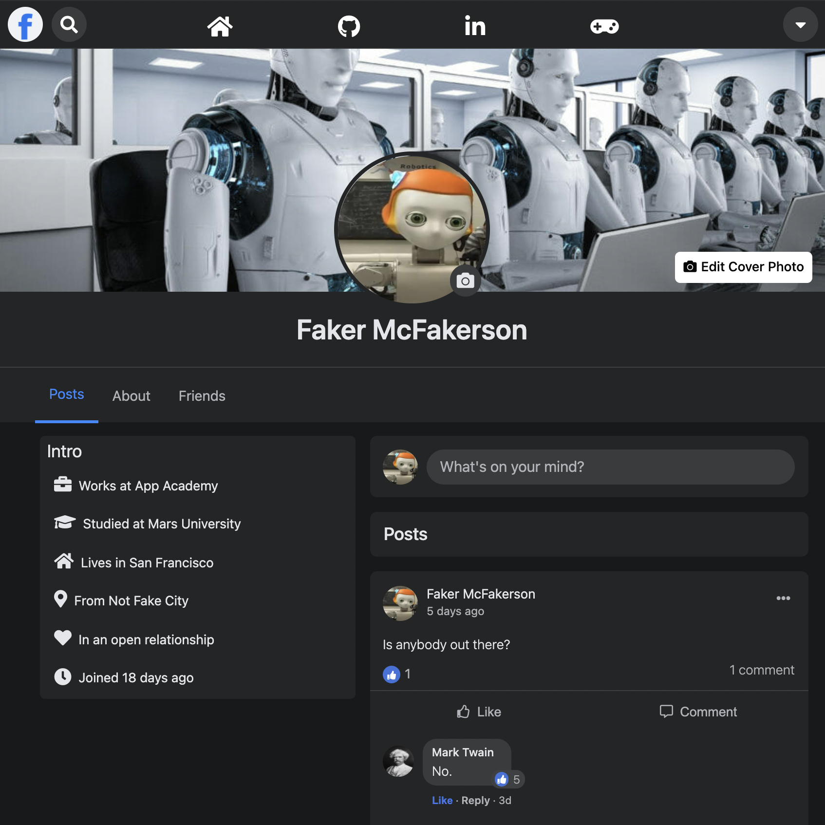 An image from Facenook containing a profile page with some posts visible.
